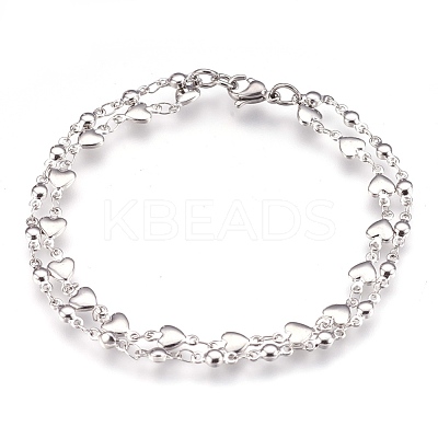 Tarnish Resistant 304 Stainless Steel Multi-strand Bracelets BJEW-G596-08P-1