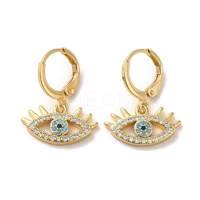 Horse Eye Brass Dangle Leverback Earrings EJEW-Q797-02G-G-1