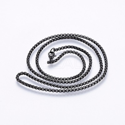 304 Stainless Steel Box Chain Necklaces NJEW-O102-19B-1