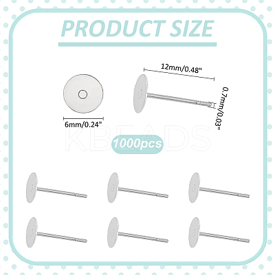 1000Pcs Tarnish Resistant 304 Stainless Steel Stud Earring Settings STAS-ME0001-50A-1