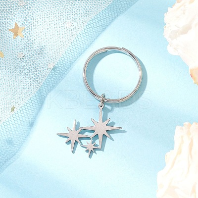 6Pcs 201 Stainless Steel Keychain KEYC-JKC01184-1