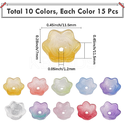 150Pcs 10 Colors Transparent Two Tone Spray Painted Glass Beads GLAA-LT0001-04E-1