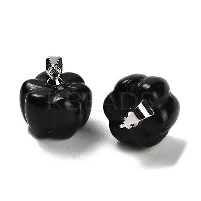 Natural Obsidian Pumpkin Charms G-K338-27P-02-1
