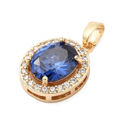 Brass & Cubic Zirconia & Glass Pendants KK-G542-01G-1