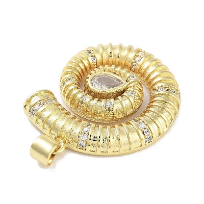 Rack Plating Brass Clear Cubic Zirconia Pendants KK-M293-21G-1