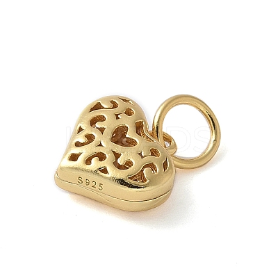 925 Sterling Silver 3D Hollow Flower Heart Charms LS-STER-M099-02G-1