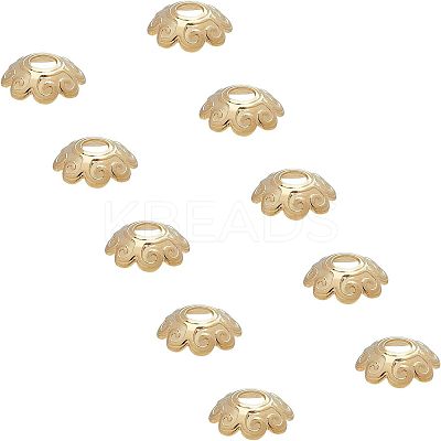8-Petal 304 Stainless Steel Flower Bead Caps STAS-UN0007-39G-1