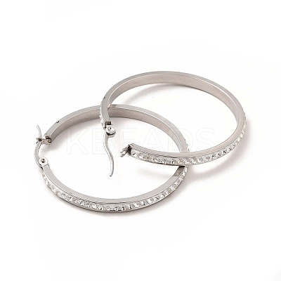 Clear Cubic Zirconia Big Hoop Earrings EJEW-C011-06P-1