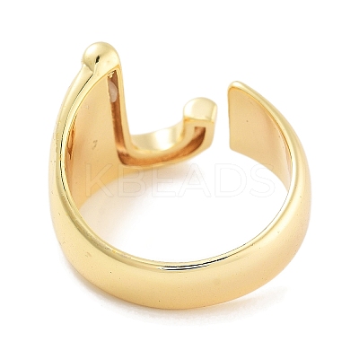 J-Shape Rack Plating Brass Open Cuff Rings for Women RJEW-Z059-01G-1