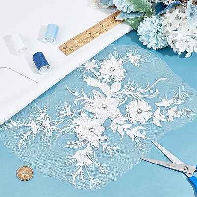 Polyester Embroidery Sew on 3D Flower Appliques DIY-WH0304-717-1
