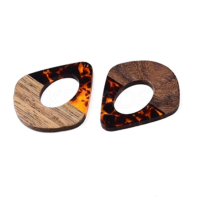 Transparent Resin and Walnut Wood Pendants RESI-T057-07D-1