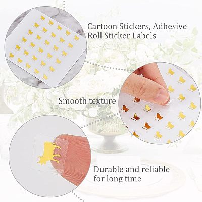 80 Sheets 2 Color Cartoon Animal Meal Stickers DIY-OC0008-67A-1