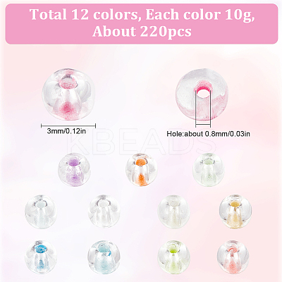 12 Colors Glow in the Dark Luminous Transparent 6/0 Glass Round Seed Beads GLAA-SC0002-06A-1