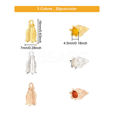 60Pcs 3 Colors Alloy Flower Charms AJEW-DC0001-05-1
