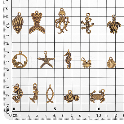 90Pcs 15 Style Tibetan Style Alloy Pendants FIND-PH0017-43-1