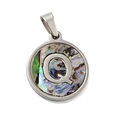 304 Stainless Steel with Paua Shell Pendants STAS-G268-02Q-P-1