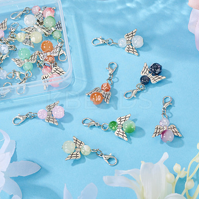 20Pcs 10 Colors Alloy & Glass Pendant Decorations PALLOY-TAC0211-1