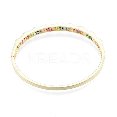 Cubic Zirconia Wave Hinged Bangle BJEW-N014-016-1