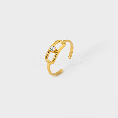 Fashionable Stainless Steel Clear Cubic Zirconia Hollow Rectangle Cuff Rings for Women LS-XE1808-1