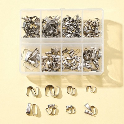 220Pcs 8 Style 304 Stainless Steel Snap on Bails STAS-FS0001-26-1