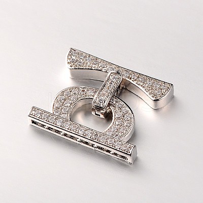 Brass Micro Pave Cubic Zirconia Fold Over Clasps ZIRC-M045-P-RS-1