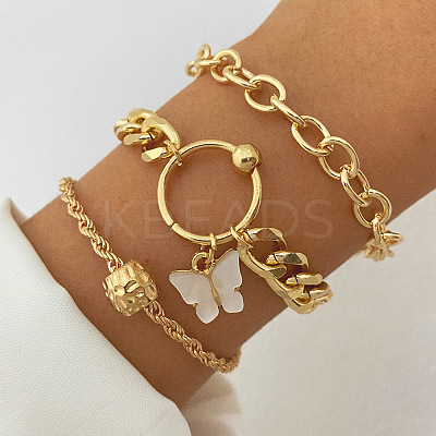 3Pcs 3 Styles Alloy Bracelet Set for Women WGAFCFA-05-1