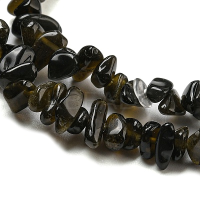 Natural Golden Sheen Obsidian Beads Strands G-G0003-B46-1