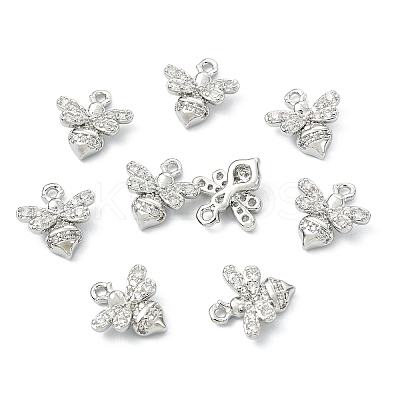 SHEGRACE Brass Micro Pave Cubic Zirconia Bees Charms XGR0165P-110P-1