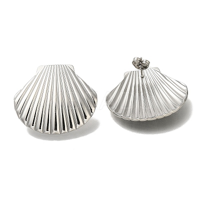 304 Stainless Steel Shell Shape Stud Earrings for Women EJEW-U027-04P-1