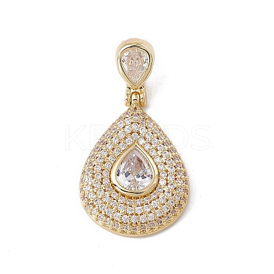 Brass Micro Pave Clear Cubic Zirconia Pendants KK-G439-03G-1