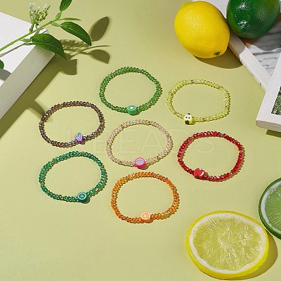 7Pcs 7 Style Glass Beaded Stretch Bracelets Set BJEW-TA00230-1