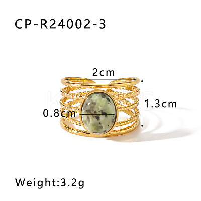 304 Stainless Steel with Synthetic African Turquoise(Jasper) Cuff Open Rings WGD4E42-03-1