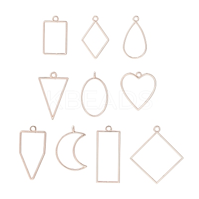 10Pcs Alloy Open Back Bezel Pendants PALLOY-YWC0002-02RG-1
