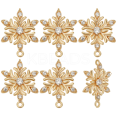 10Pcs Brass Micro Pave Clear Cubic Zirconia Connector Charms ZIRC-BBC0002-40-1