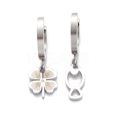 3 Pair 3 Style Heart & Bear & Fish & Clover Crystal Rhinestone Asymmetrical Earrings EJEW-B020-15P-1