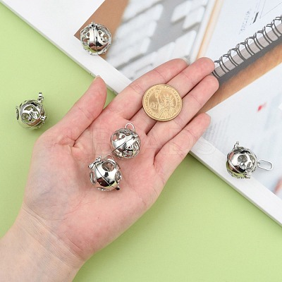 Brass Hollow Round Cage Pendants KK-E662-10P-NR-1