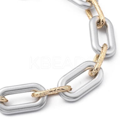 Spray Painted CCB Plastic & Aluminum Paperclip Chain Bracelets X-BJEW-JB05432-03-1