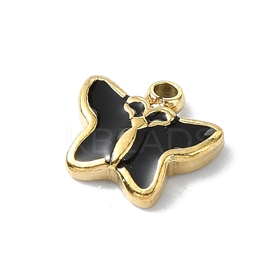 304 Stainless Steel Black Enamel Charms STAS-L022-439G-01-1