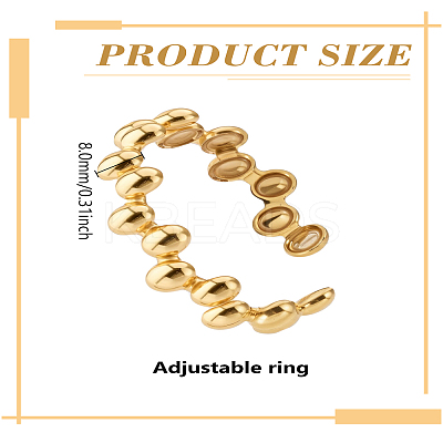 Ion Plating(IP) 304 Stainless Steel Oval Wrap Open Cuff Ring for Women RJEW-LP0002-40-1