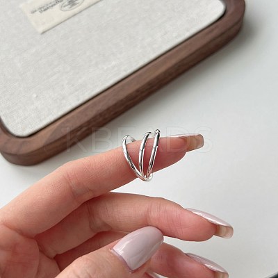 925 Sterling Silver Triple Criss Cross Finger Ring for Women RJEW-M164-04-1