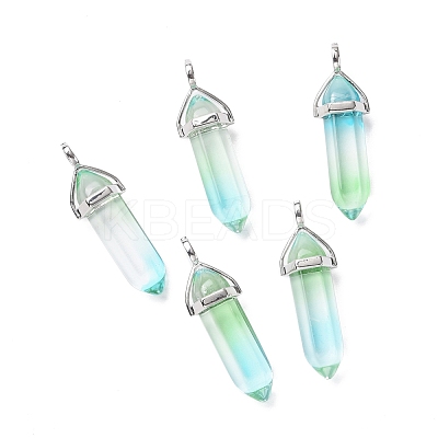 Faceted Bullet Glass Pointed Pendants KK-E282-01P-02-1