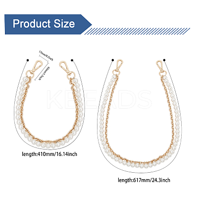 2Pcs 2 Style Plastic Imitation Pearl Beaded Double Strand Bag Handles DIY-CA0005-94-1