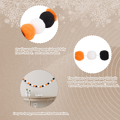 4Pcs Pom Pom Ball with Polyester Cord Hanging Banners AJEW-CP0009-76A-1