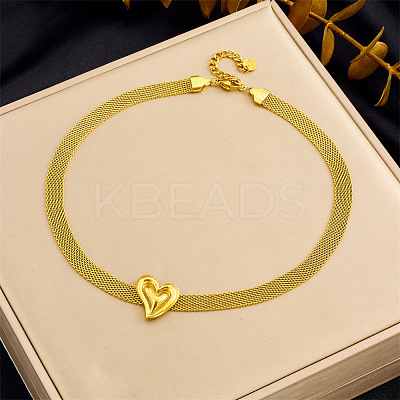 304 Stainless Steel Mesh Chain Necklaces for Women FS-WG37C51-08-1