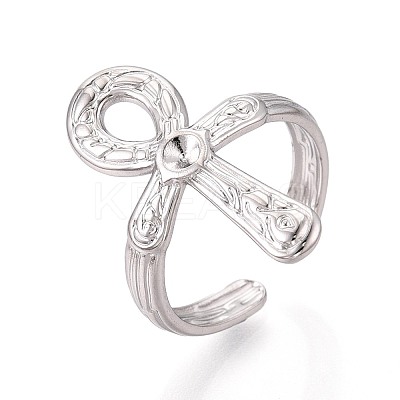 Ankh Cross 304 Stainless Steel Open Cuff Ring Components STAS-N108-60P-1