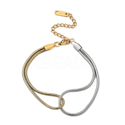 304 Stainless Steel Snake Chain Bracelets for Women BJEW-V012-04GP-1