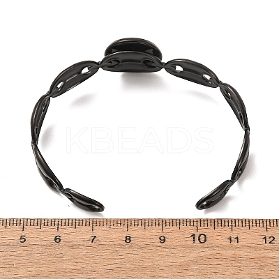 304 Stainless Steel Coffee Bean Chain Cuff Bracelet Blanks with Flat Round Bezel Settings SA-CBA4160-02A-EB-1
