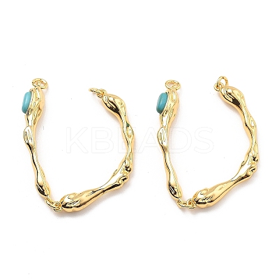 Brass Synthetic Turquoise Toggle Clasps KK-B129-19G-1