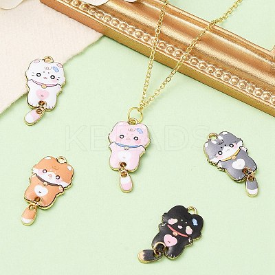 5Pcs 5 Colors Alloy Enamel Pendants ENAM-YW0003-65-1