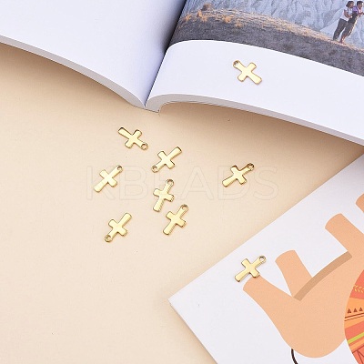 Ion Plating(IP) 304 Stainless Steel Tiny Cross Charms LS-STAS-E104-34G-1